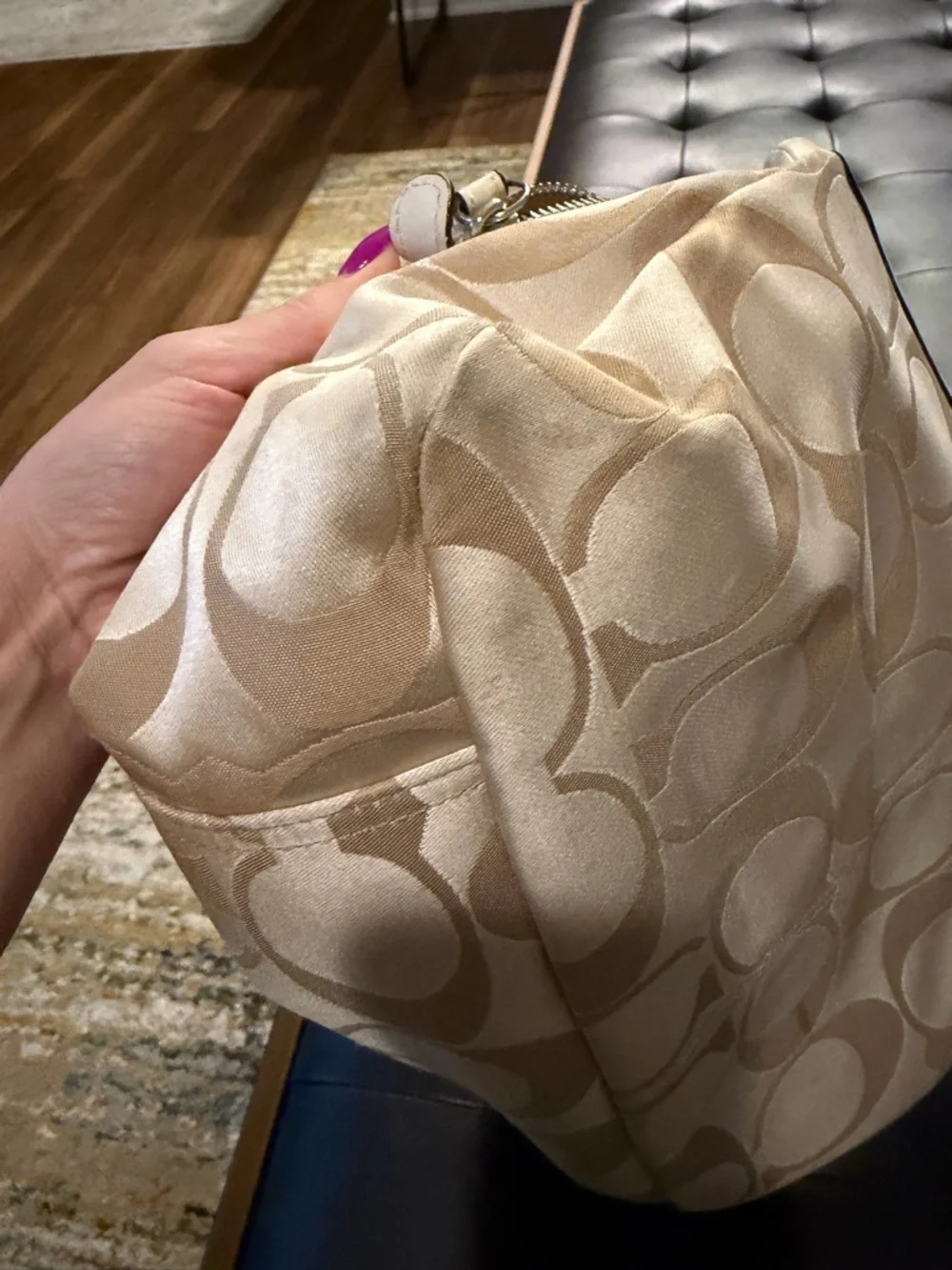 Coach Signature Canvas Tote in Beige and White - Picture 8 of 12